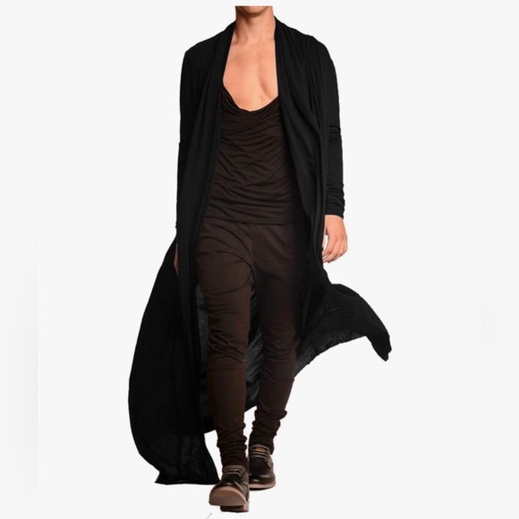 Coofandy | Men's Black Lightweight Duster, M NWT - Picture 2 of 13